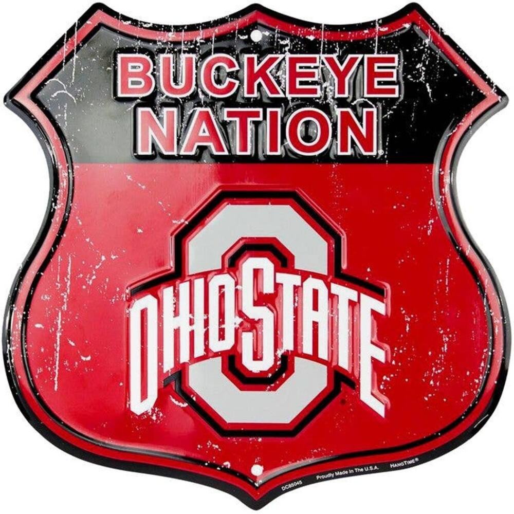 OH State Buckyeye Nation - Shield Signs Wall Sign Vintage-Style Metal Decor